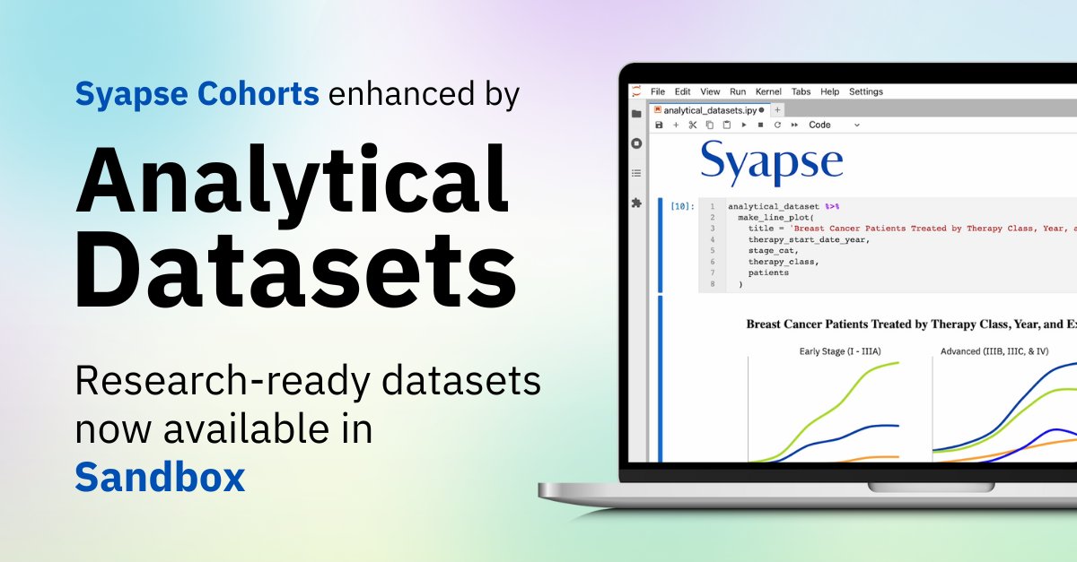 Our Sandbox platform offers a scalable and flexible interface that empowers researchers to harness the power of Syapse’s research-ready Analytic Datasets in #lung, #breast, #ovarian and #bladder cancers. 

Save 90% of your time, request a demo today. 
hubs.ly/Q024nbs80