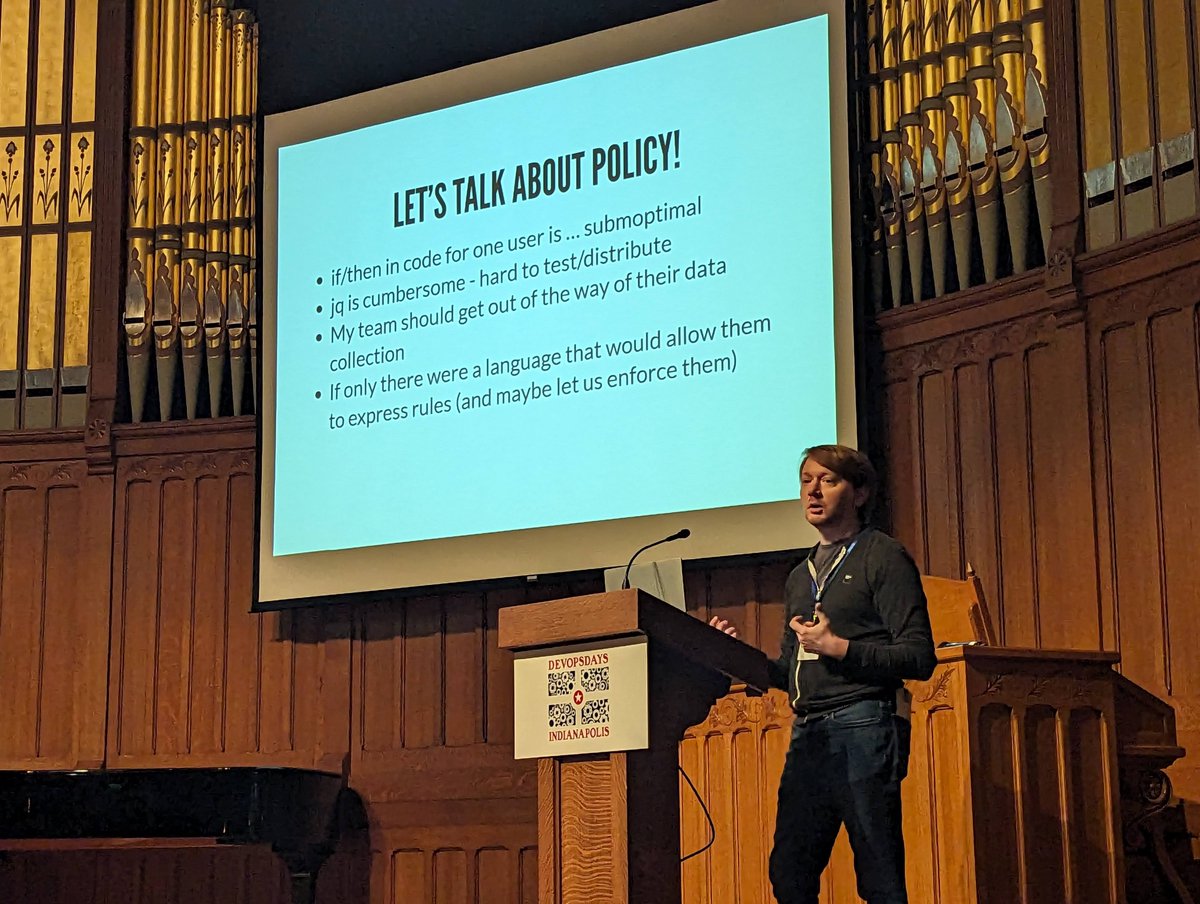 McDwayne's tweet image. &quot;Policy for Use-case Awareness&quot;
from Brian Sweeney at
#devopsdaysindy #devopsdays