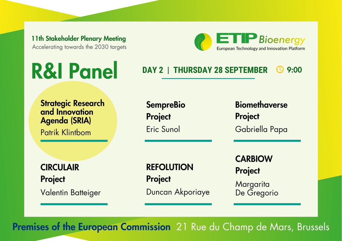 Last week REFOLUTION joined in the #SPM11 - 11th #Stakeholder Plenary Meeting of <a href="/ETIP_Bioenergy/">ETIP Bioenergy</a>, a main forum for the #bioenergy and #renewable #fuels community in Europe. 
🔵Presented by the coordinator D. Akporiaye <a href="/SINTEF/">SINTEF</a> 
#industry #policy #research #innovation #technology