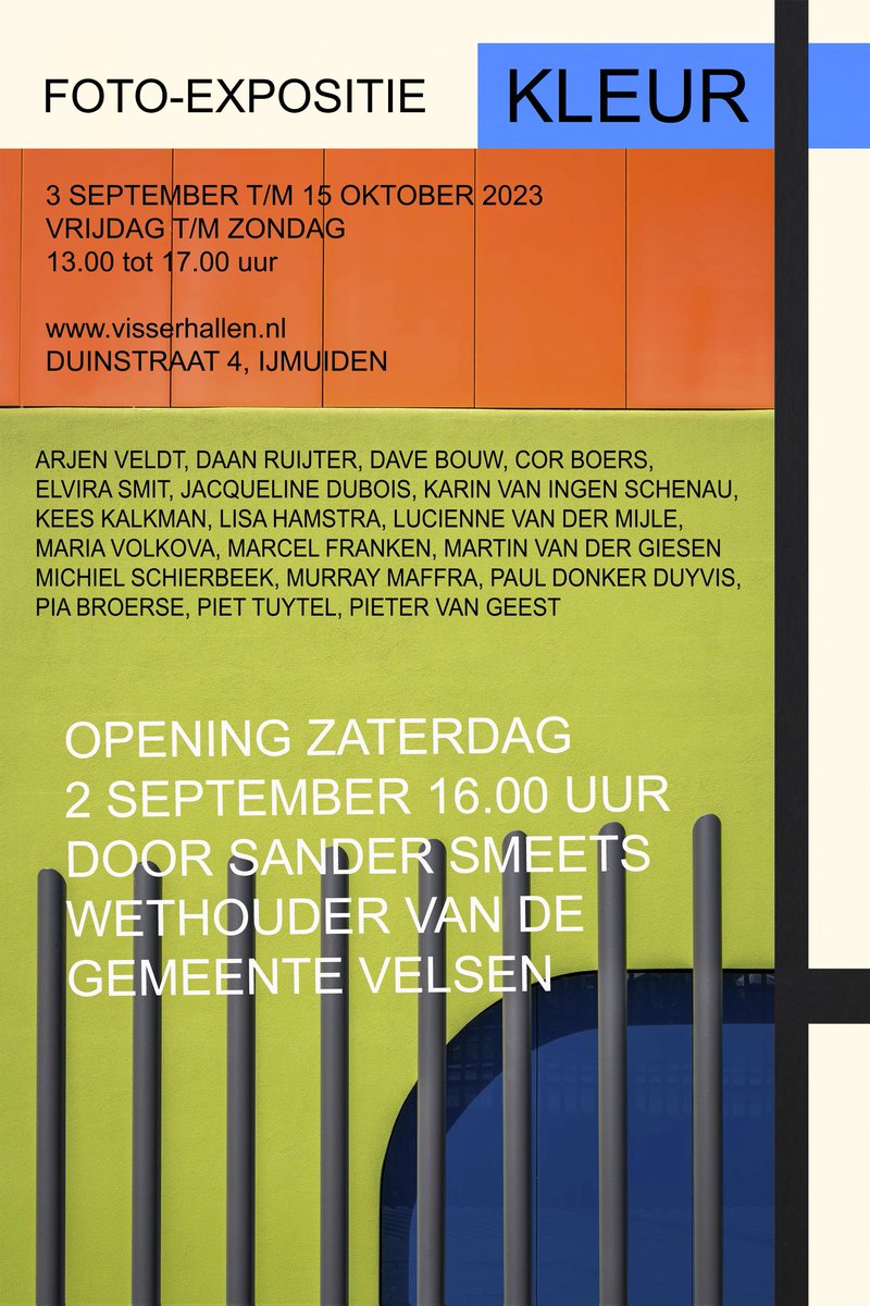 PhotographyDaan's tweet photo. FOTO-EXPO Kleur

NOG T/M 15 OKTOBER TE ZIEN
IN DE #VISSERHALLEN IN #IJMUIDEN

vrijdag-zaterdag-zondag
                13u-17u

https://t.co/YUzBSNUOiL

#expositie #fotografie #oktober https://t.co/oN9AGG87fT