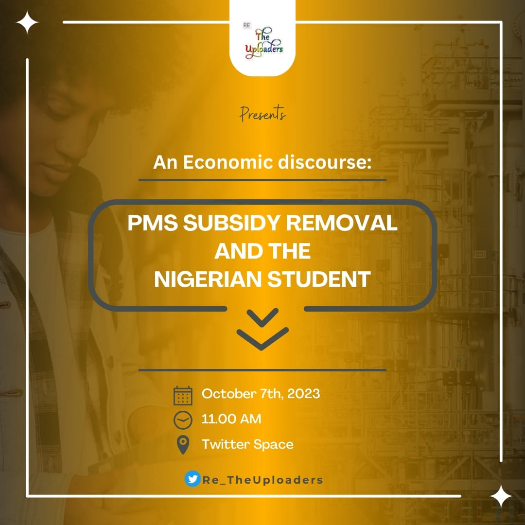 RE_TheUploaders's tweet photo. We cordially invite you to a thought-provoking economics discourse coming up this Saturday🤩
Join us as we delve into the crucial issues of petrol subsidy, tuition hikes in Nigerian universities, and their profound effects on student living standards🤦‍♂️
#economy #studentlife https://t.co/xch3RKKGea