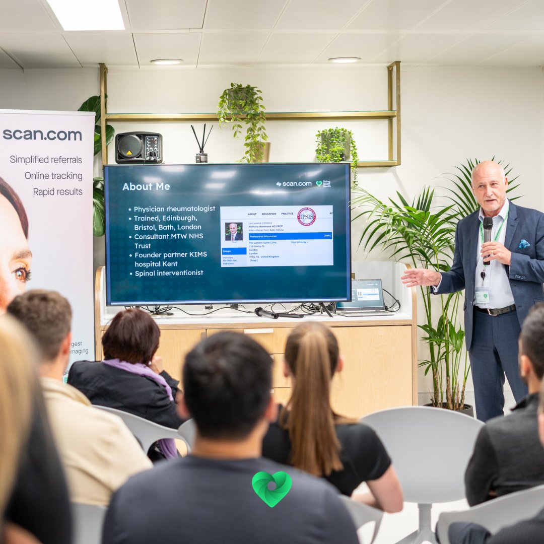 _Living_Room's tweet photo. A successful CPD event with @scandotcom_uk, educating local practitioners on minimally invasive spinal pain management, along with an introduction to their new online referral portal. #MedicalEducation #BackPain https://t.co/vRgrjnsQSF
