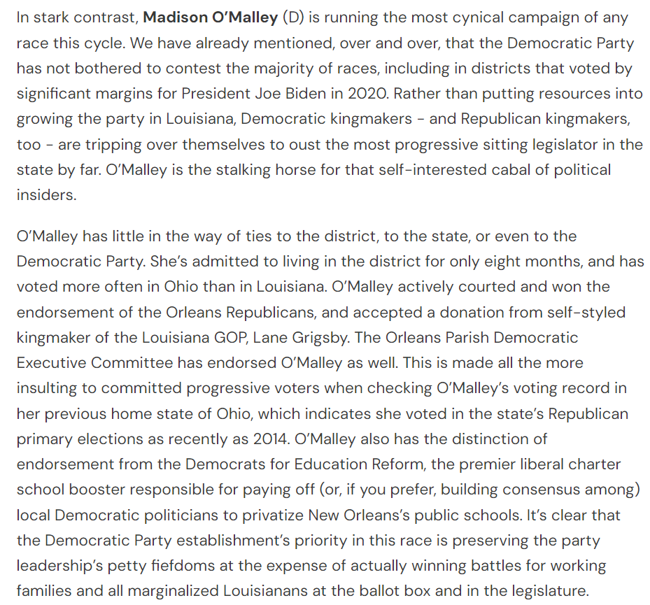 richard_normal's tweet photo. absolute heat. madison o'malley cannot be allowed to become a state legislator, especially not at the cost of the only decent person in the louisiana house. https://t.co/Yw4EpzxQT8