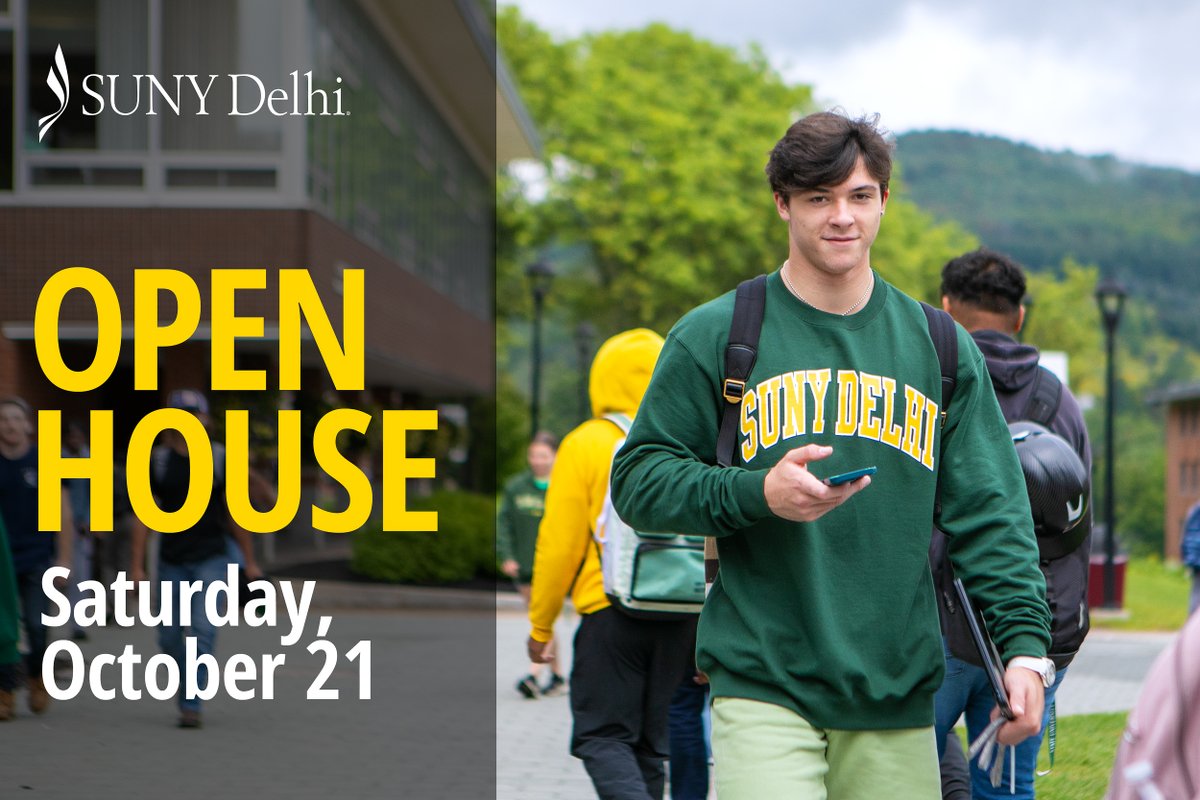 Interested in studying at SUNY Delhi? Register for our upcoming Open House and explore everything our campus has to offer! Register here: delhi.edu/admission/visi…