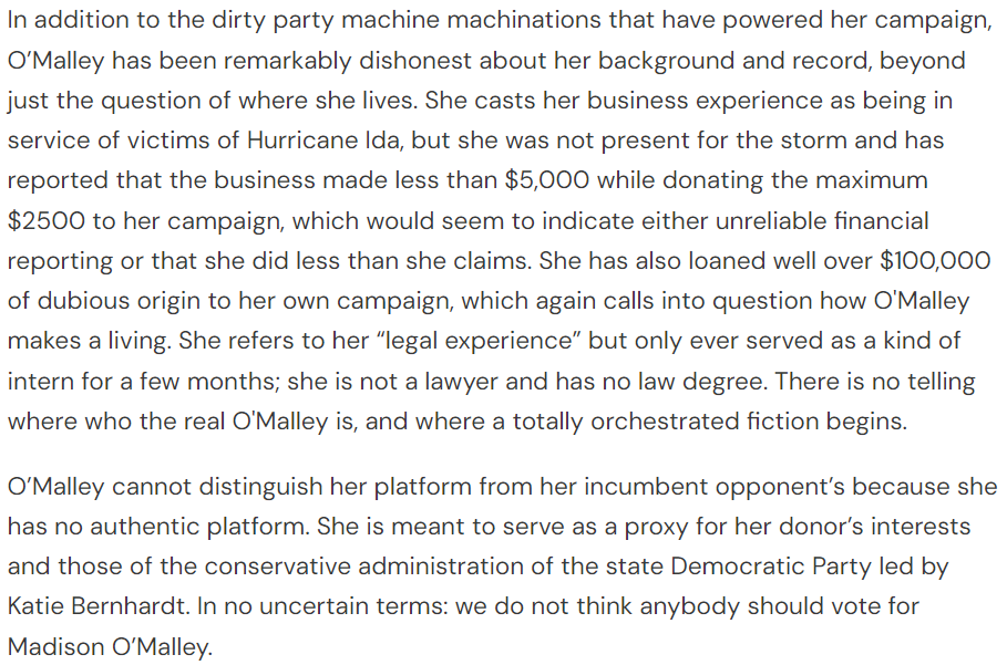richard_normal's tweet photo. absolute heat. madison o'malley cannot be allowed to become a state legislator, especially not at the cost of the only decent person in the louisiana house. https://t.co/Yw4EpzxQT8