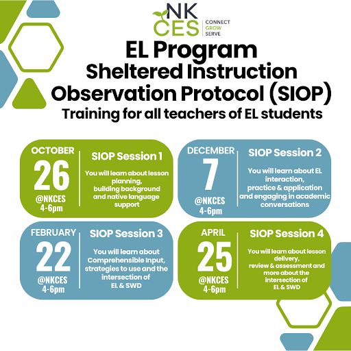 📢Calling all teachers of EL students! 📢Come join us for a 4 part training series on supporting the EL students in your general education classroom. Register at bit.ly/3F1yYlL. We can’t wait to see you!
#ConnectGrowServe