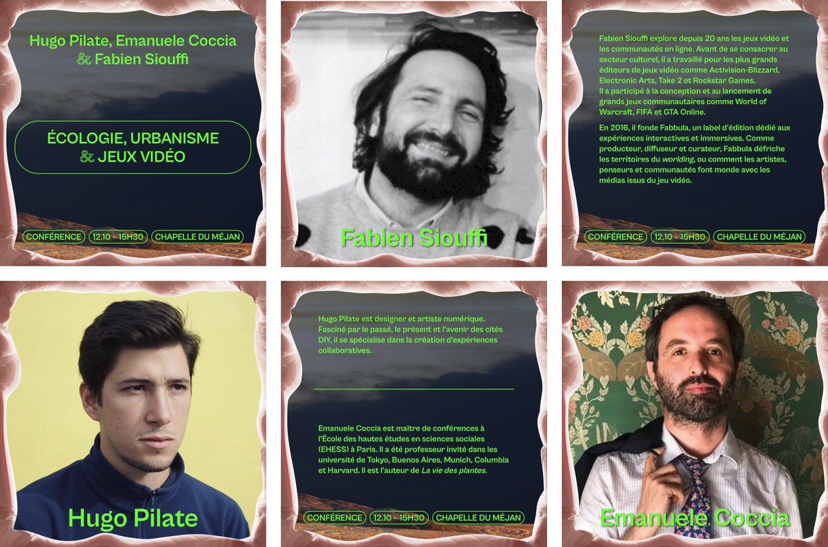 [CONFÉRENCE] ÉCOLOGIE, URBANISME ET JEUX VIDÉO

Avec E. Coccia (Philosophe et maître de conférences à l’EHESS), H. Pilate (Designer d’espaces urbains co-conçus dans des espaces virtuels) et F. Siouffi (Vice-président de Faire Monde).

Jeudi 12.10 à 15h30 → Chapelle du Méjan