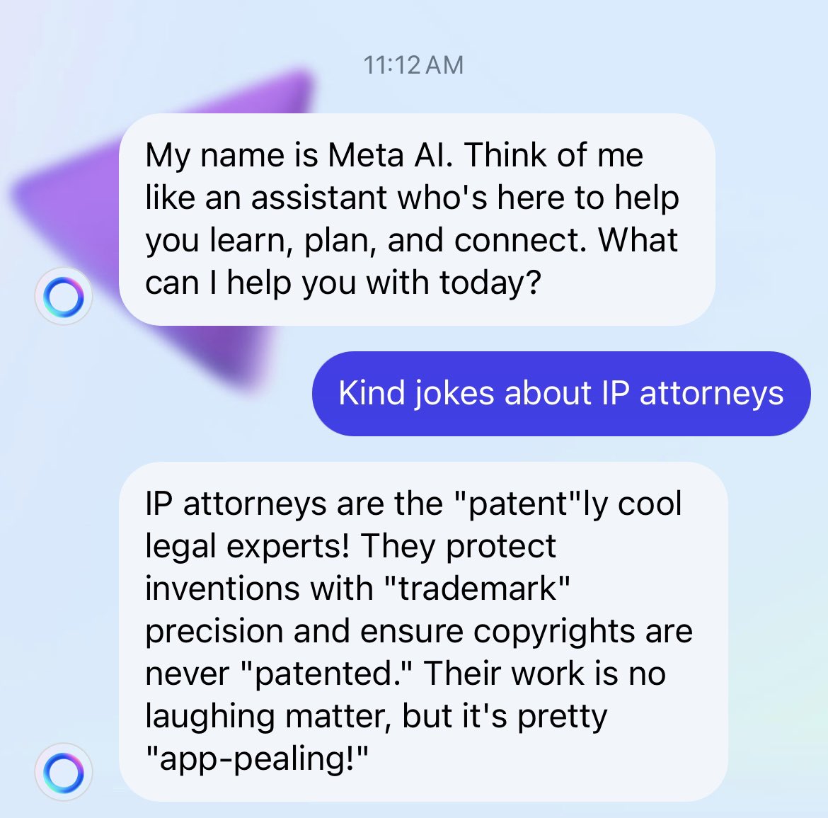 First prompt with <a href="/AIatMeta/">AI at Meta</a>. Pretty app-pealing? 😆