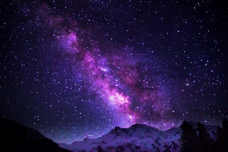 purple night sky.
