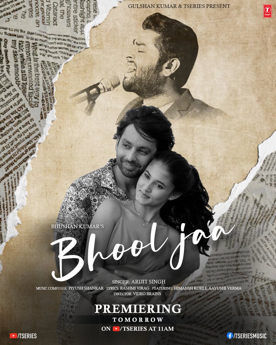 Love, music, and emotions blend in asymphony. ❤️‍🩹🎼✨

#BhoolJaa
Premiering Tomorrow 
bit.ly/BhoolJaa-Video

#tseries #BhushanKumar @arijitsingh @piyushshankar22 @therashmivirag @himanshkohli #AayushiVerma @VideoBrains
@AbhijitVaghani