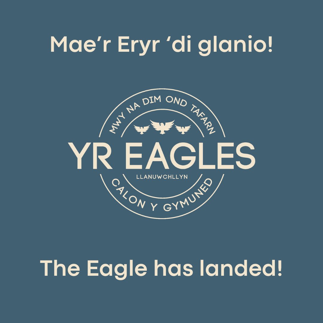 MAE'R ERYR WEDI GLANIO sy’n golygu fod yr Eagles bellach yn berchen i’r gymuned!

THE EAGLE HAS LANDED which means that the Eagles will now come into the community’s ownership!

Mae’r diolch yn gyfan-gwbl i chi, ac i gyfranwyr ein grantiau gan gynnwys £128,000 gan <a href="/CyngorGwynedd/">Cyngor Gwynedd</a>
