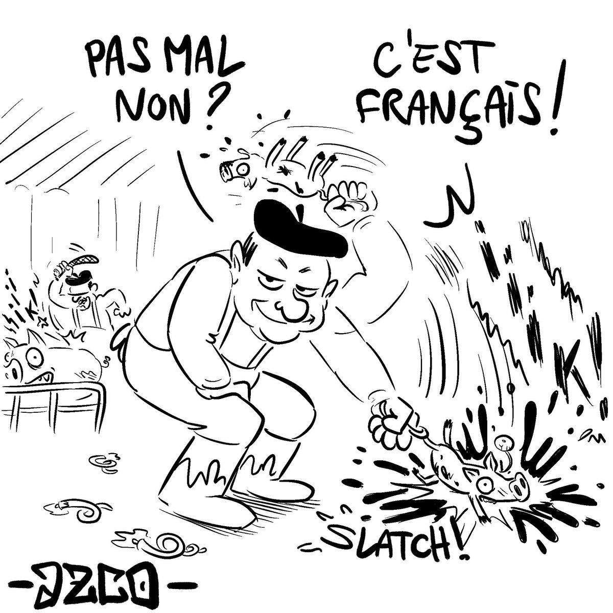 On peut être fier de la qualité de notre bonne charcuterie, issue d’un savoir-faire traditionnel et respectable ! #abattoir #souffranceanimale #L214 #caricature