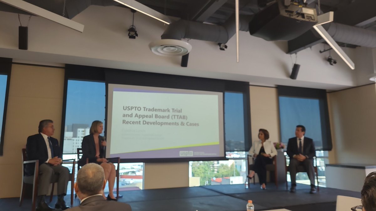SandovalLaw's tweet image. Estamos en la sesión de la comisión de Propiedad Intelectual de la @BMA_Abogados platicando sobre los nuevos criterios de la @uspto para resolver controversias en materia de marcas con la jueza Cynthia Lynch. #iprights #trademarkprotection