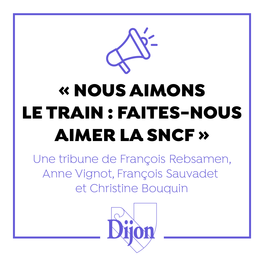 🚄"Nous aimons le train : faites-nous aimer la SNCF !" tribune pour rétablir la desserte TGV Mulhouse-Lille via Belfort-Montbéliard, Besançon, Dijon, Montbard, Marne-la-Vallée et Roissy.

À retrouver sur dijon.fr/Actualites/Tri…