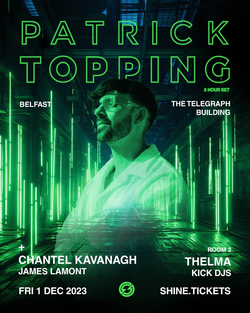 ⚡️ <a href="/Patrick_Topping/">Patrick Topping</a>.  3 Hour Set. The Telegraph Building. Fri 1st Dec! 

𝗦𝗜𝗚𝗡 𝗨𝗣 for pre-sale access: bit.ly/PatrickTopping… 🔗

Pre-Sale Tue 10 Oct 10am
Gen-Sale Tue 10 Oct 12pm

𝗪𝗜𝗡 𝗧𝗜𝗖𝗞𝗘𝗧𝗦 ahead of on-sale: RT!