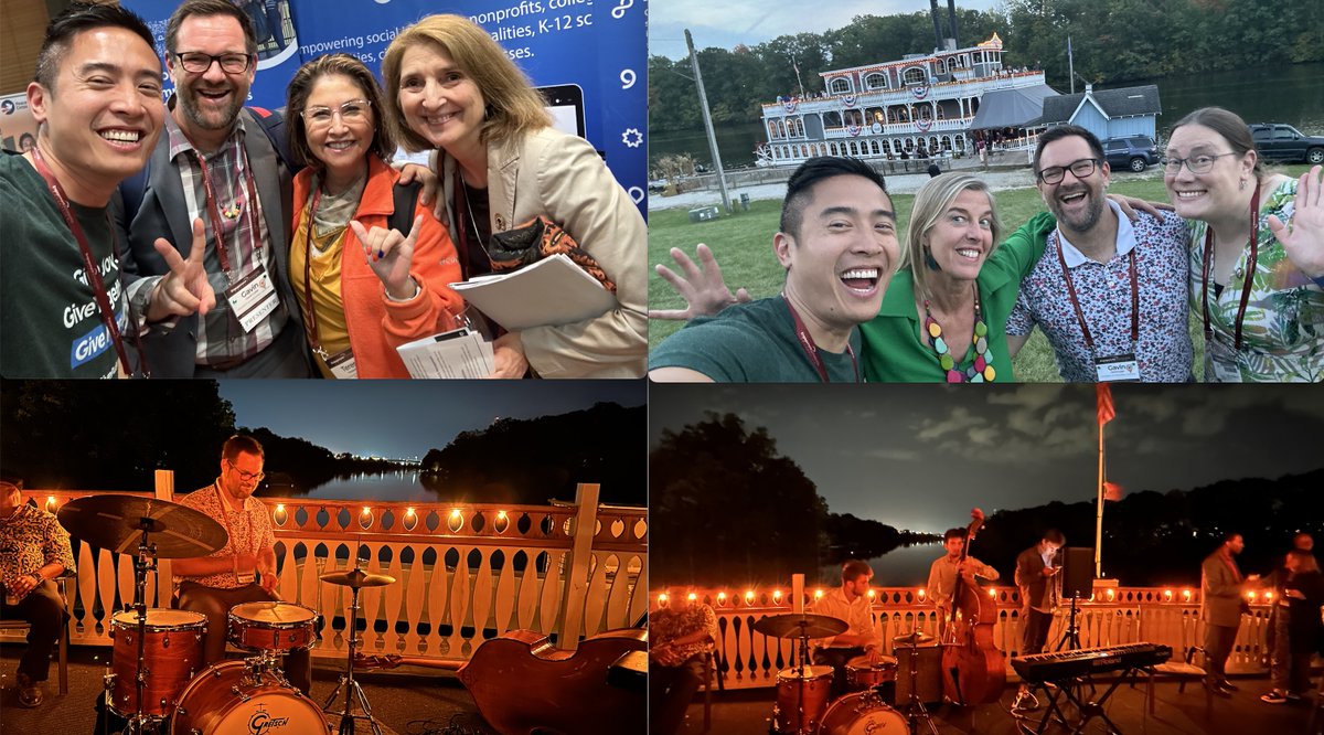 givepulse's tweet photo. Day 2 in the books @engageschlrship #23ESC conference hosted by @MSUEngage! Congrats to all the @wk_kellogg_fdn Institutional Leadership Award nominees for #ESCImpact #PublicScholarship like @ncstate @tamu @OhioState @PittTweet! Solid plenary, sessions, symposiums, posters, a ton of group selfies, and… shout out to @utep @utepcce, and @ULaVerne Office of Civic and Community Engagement for a great interactive panel on mobilizing tech in Hispanic Serving Institutions #HSI!! Followed with fellowship, learning, and music aboard the @lansingboat #ESCImpact #PublicScholarship @KelloggCenter @CityofEL