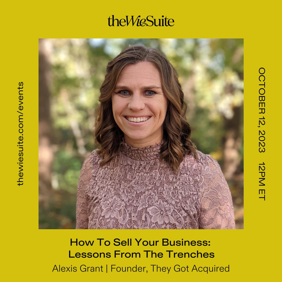 Alexis Grant (@alexisgrant) on Twitter photo Looking forward to speaking to <a href="/thewiesuite/">The WIE Suite</a>, one of the premiere groups for female execs & founders.
This group keeps coming up when I talk with women looking to sell their business... so it will be nice to give back by sharing some of what I've learned.
thewiesuite.com/events Looking forward to speaking to <a href="/thewiesuite/">The WIE Suite</a>, one of the premiere groups for female execs & founders.
This group keeps coming up when I talk with women looking to sell their business... so it will be nice to give back by sharing some of what I've learned.
thewiesuite.com/events