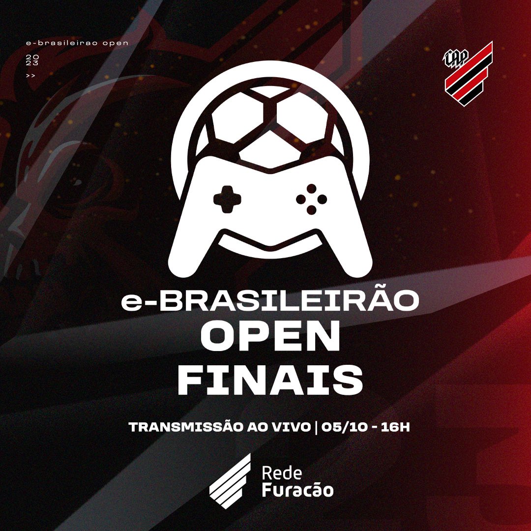 Hoje tem Furacão nas finais do <a href="/ebrasileirao/">e-Brasileirão</a> Open! 🌪️

Nosso representante, <a href="/eduardinho_pr/">Eduardo Freitas</a>, está entre os 4 melhores jogadores entre 50.000 inscritos. 🎮

Os jogos terão transmissão pela Rede Furacão, às 16 horas! Basta fazer o cadastro gratuito e acompanhar!

#GoAthz!