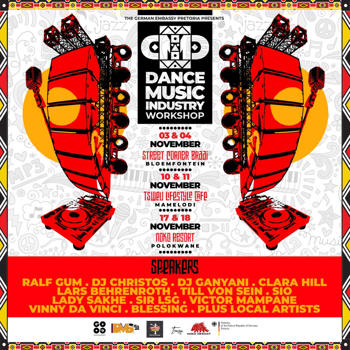 #DMIWorkshop2023 is coming! We are proud to present this year's Edition together with <a href="/RalfGUM/">Ralf GUM #Progressions</a> and <a href="/djchristossa/">CHRISTOS KATSAITIS</a>. 📢Bloemfontein, Mamelodi, Polokwane and Joburg📢, register for this amazing opportunity: bit.ly/DMIWorkshops20…