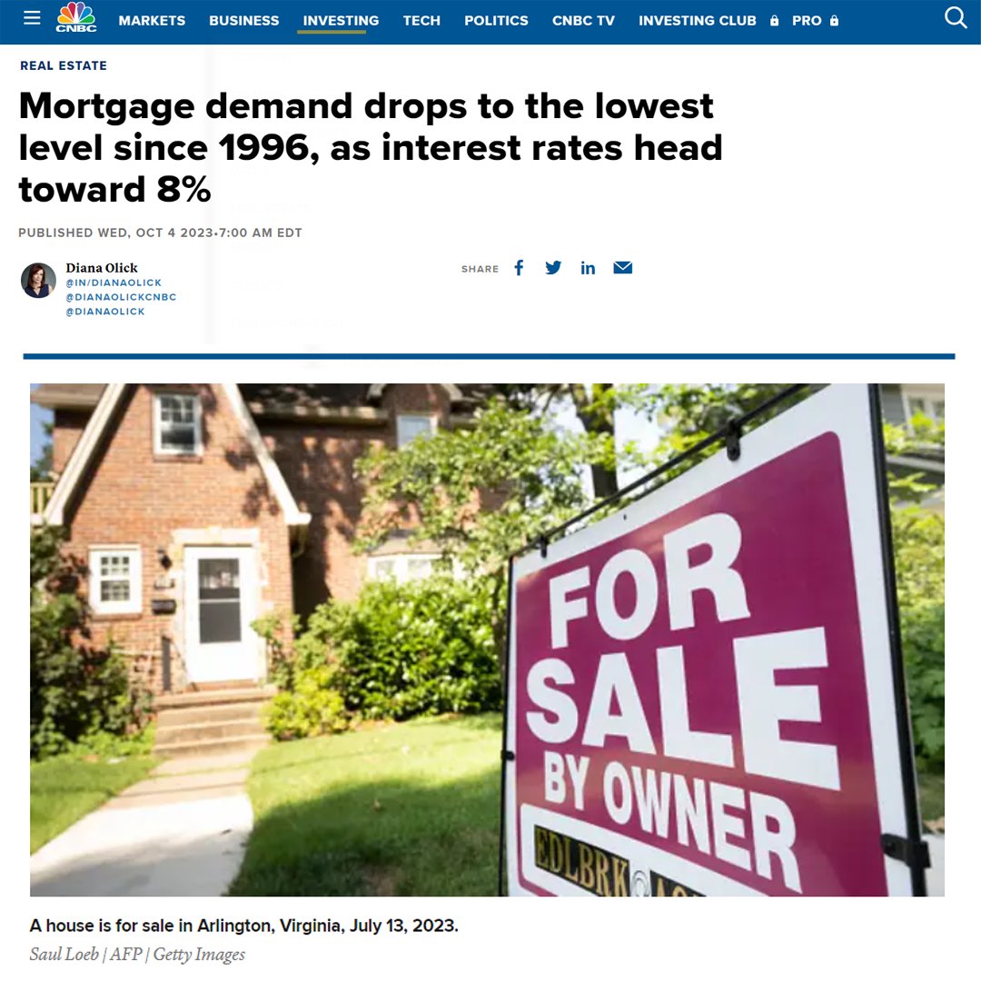 Mortgage demand hitting 27 year low