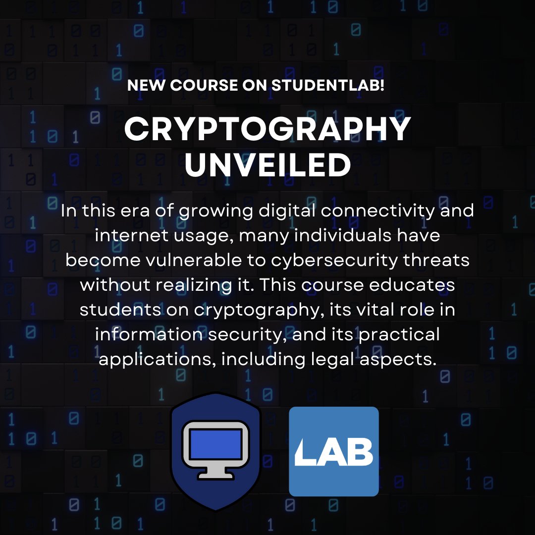 Canopy_LAB's tweet image. 🔐Dive into #DigitalSecurity with &apos;#Cryptography Unveiled,&apos; our latest and #FreeCourse. In an era of increasing #DigitalThreats, join us to empower yourself and safeguard your online presence. Enroll now and stay secure.

Link: student.canopylab.com/public/course-…

#Cybersecurity #StudentLAB