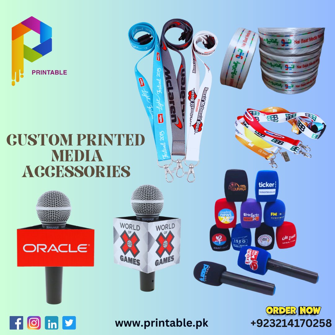 Elevate Your Media Productions with Custom Printed Accessories! 
Contact us Wʜᴀᴛsᴀᴘᴘ/Cᴀʟʟ- +92 321 4170258 today to explore our range of customizable media accessories that carry your branding with style and flair.
#CustomPrintedAccessories
