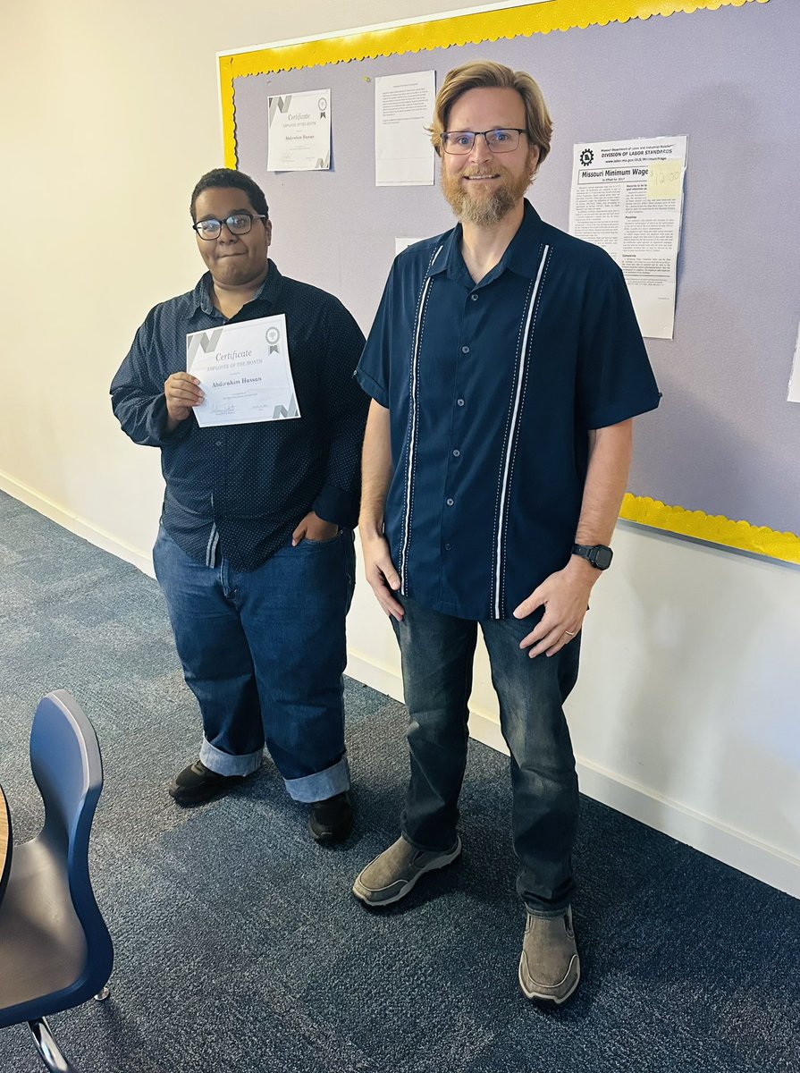 Congrats to Abdirahim <a href="/TonkaNation/">Tonka Nation</a> for being our first employee of the month for Work Experience II! He has set the bar high showing initiative, a positive attitude and has a strong work ethic. <a href="/Tonka_News/">Tonka News</a> @NKC_Transition <a href="/NKCSchools/">NKC Schools</a>