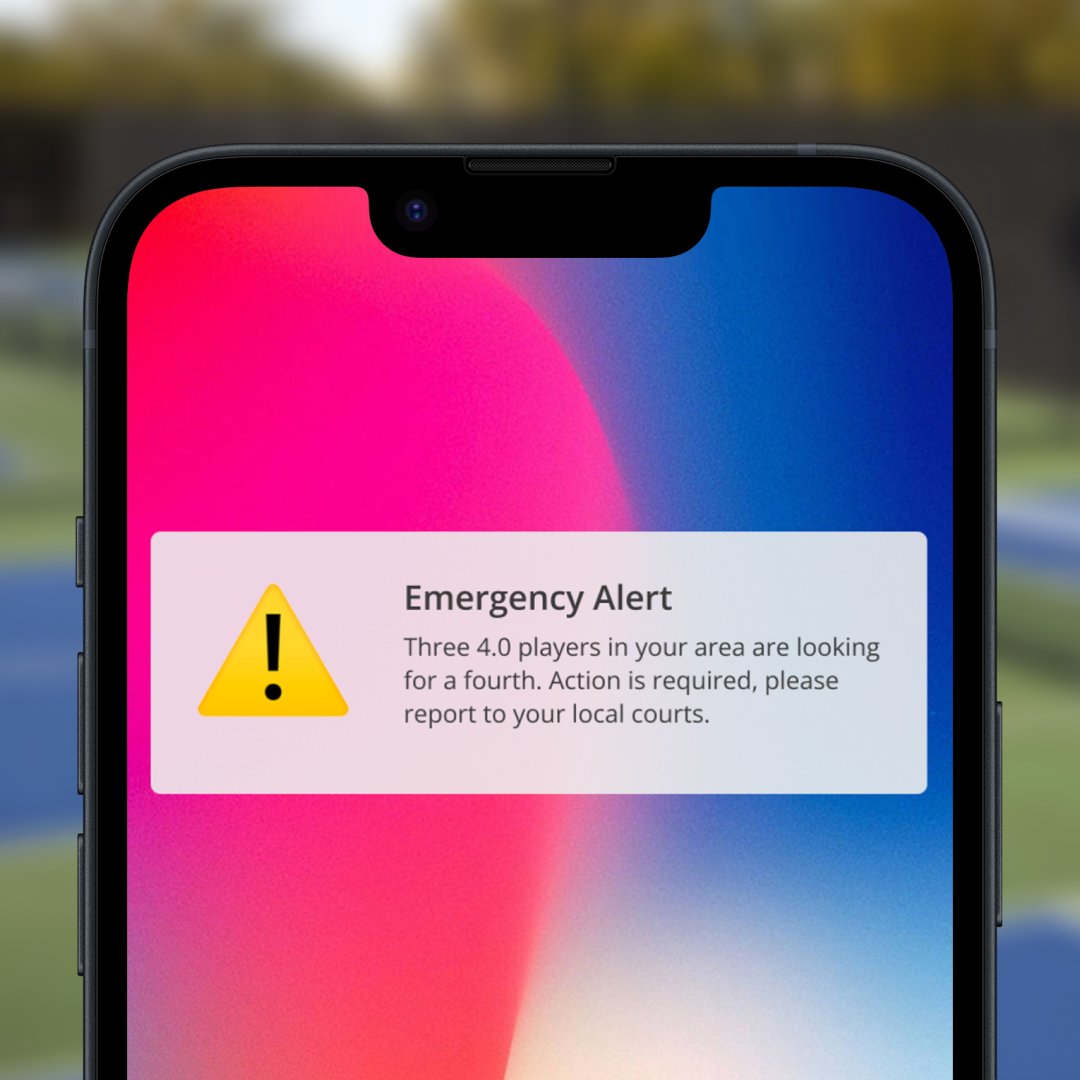 Pickleball's tweet image. The emergency alert we all deserved 😮‍💨