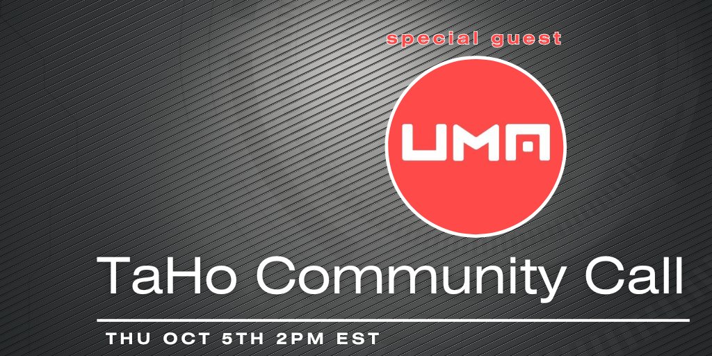 taho_xyz's tweet image. Today, we're pleased to welcome @UMAprotocol on today's community call! 😇

Join us at 1PM ET 👉 chat.taho.xyz