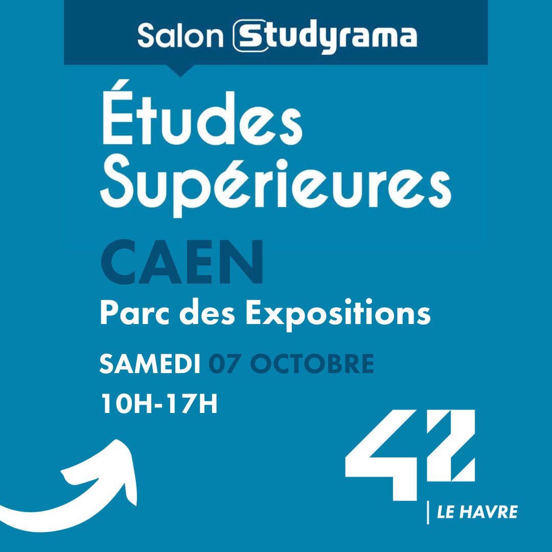 🔵 SALON STUDYRAMA CAEN 🔵 ▶️ Retrouvez-nous 📆 ce samedi 7 Octobre au📍Parc des Expositions de Caen (hall 3) pour le Salon des Études Supérieures Studyrama. 😁 Nous serons présents avec nos supers étudiants 🕦 de 10h à 17h pour répondre à toutes vos questions.