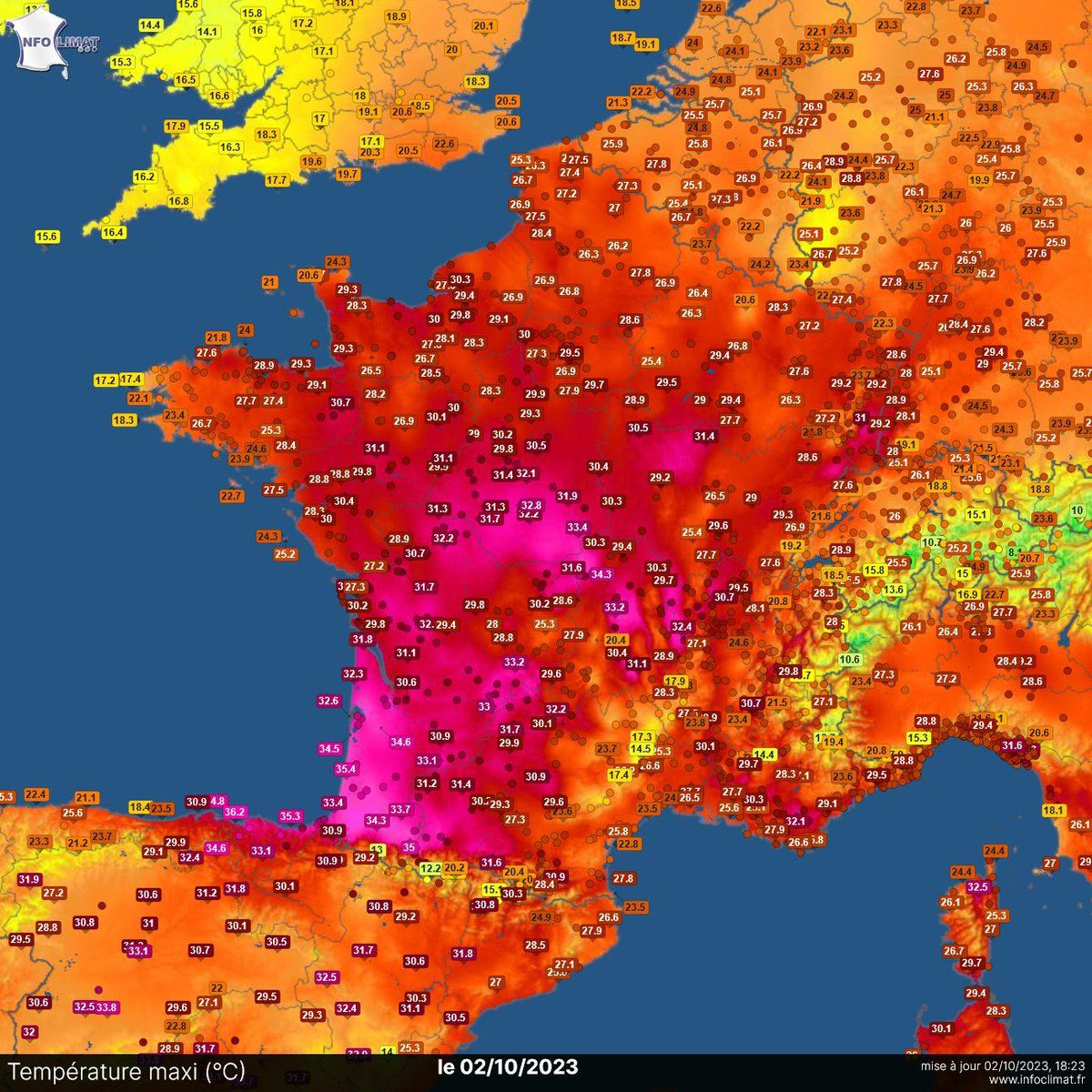 Temperatures in France soared as high as 35.8°C. It was the hottest temperature ever recorded in October in France. To reiterate - it was 35.8°C in France in OCTOBER! There is no time to wait. #ActOnClimate #climate #energy #endfossilfuels