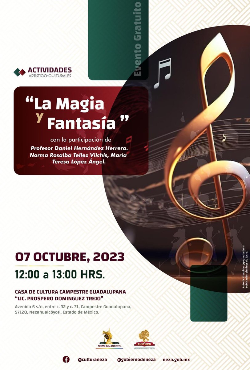 GobNeza's tweet photo. #EventoGratuito 🎟️ | A través de la Dirección de Cultura Nezahualcóyotl la #CasaDeCultura ”Campestre Guadalupana” te invita a una mañana de #Música 🎻🎼 y #Canto 🗣️🎶
#Neza #CapitalMulticultural #PorAmorANeza https://t.co/za6btmAuFm