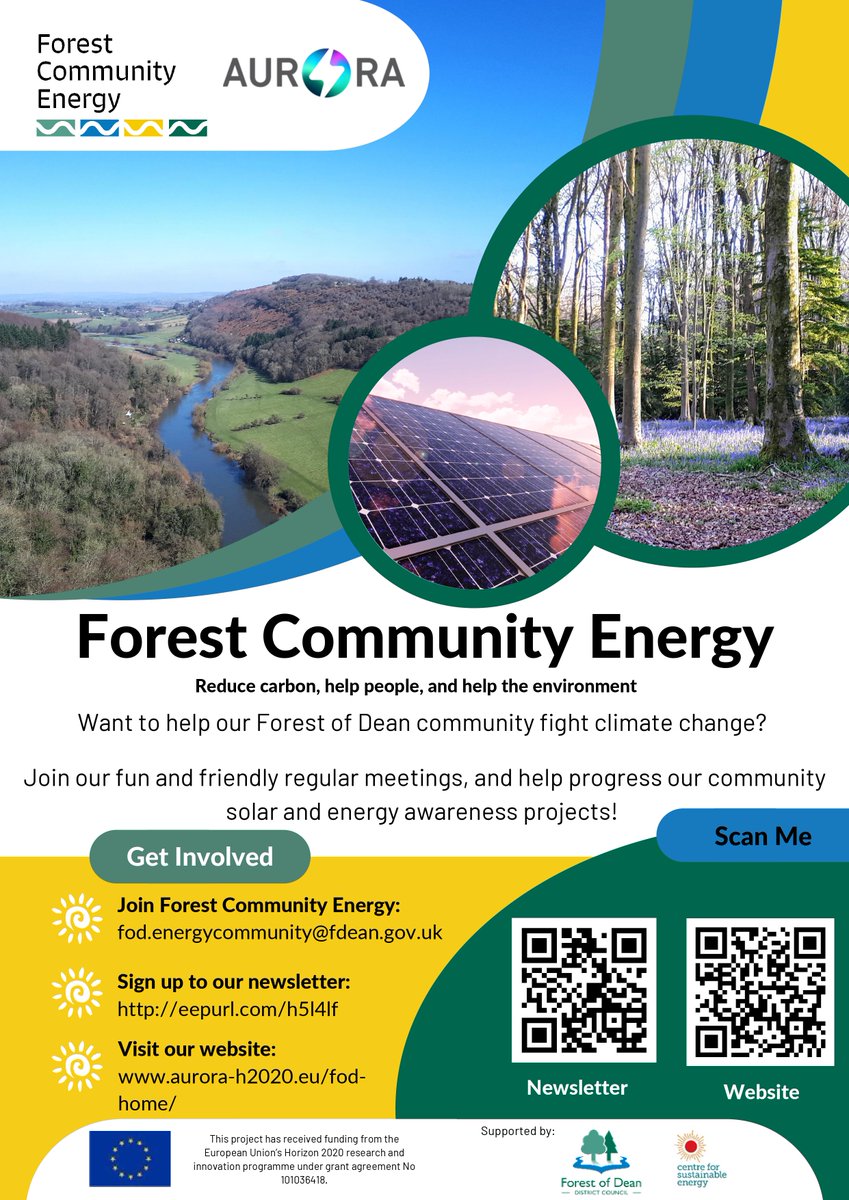 To find out more about Forest Community Energy, sign up to our newsletter: eepurl.com/h5l4lf and visit our website: aurora-h2020.eu/fod-home/ #CommunitySolar #RenewableEnergy #NetZero @FoDDC @HelloCSE @AURORA_H2020