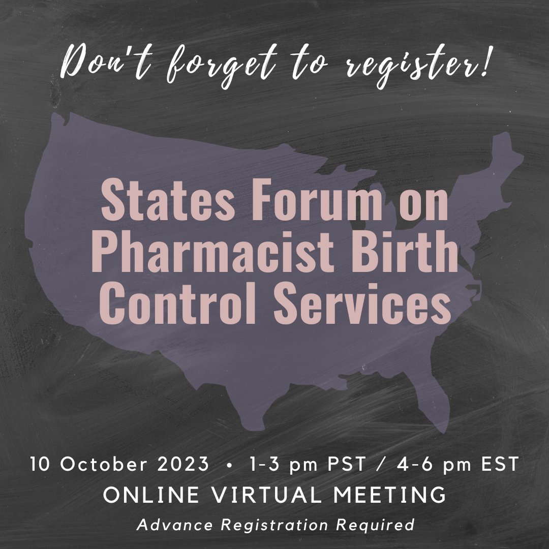 Don't forget to register for our States Forum on Tuesday! We will review current policy, resource landscapes, and state updates! tinyurl.com/statesforum #birthcontrolpharmacist #birthcontrolpharmacies