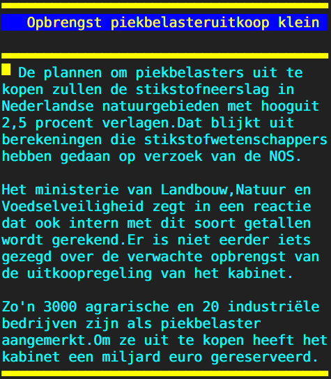 Teletekst's tweet photo. Opbrengst piekbelasteruitkoop klein https://t.co/4TFsyFmNhs