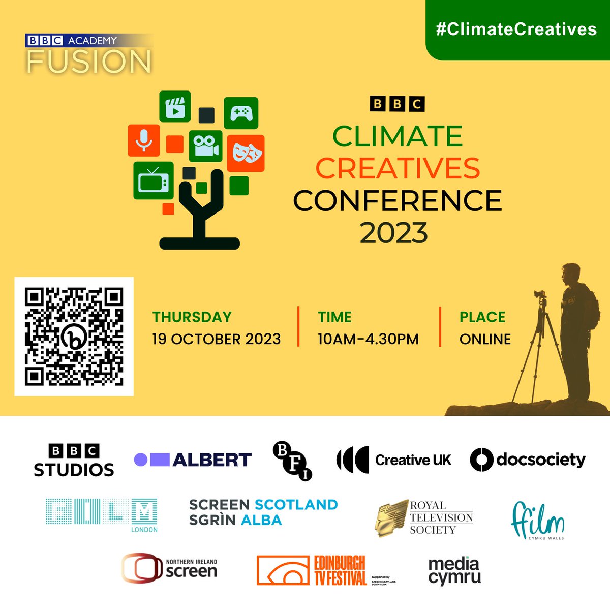 BBCAcademy's tweet image. We're pleased to invite you to #ClimateCreatives '23!

The day will explore how we can authentically incorporate climate into our content, featuring climate experts &amp;amp; commissioners from the UK's major broadcasters.

FREE to join online on 19 Oct, book now! bit.ly/ClimateCreativ…