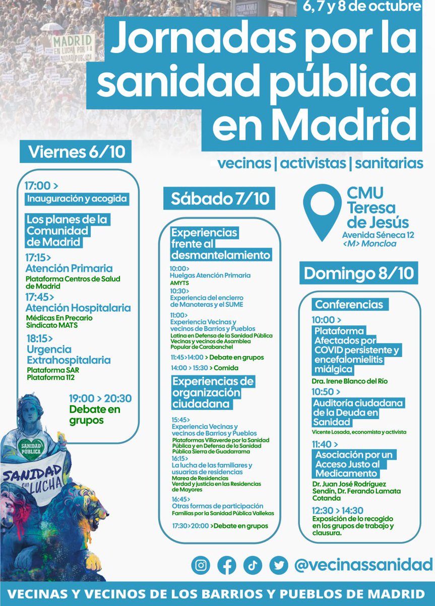 Mañana arrancan las Jornadas por la Sanidad 💚