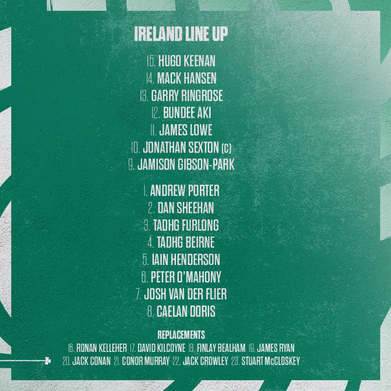 IrishRugby's tweet photo. Our team to face Scotland in Paris! 💪

#TeamOfUs