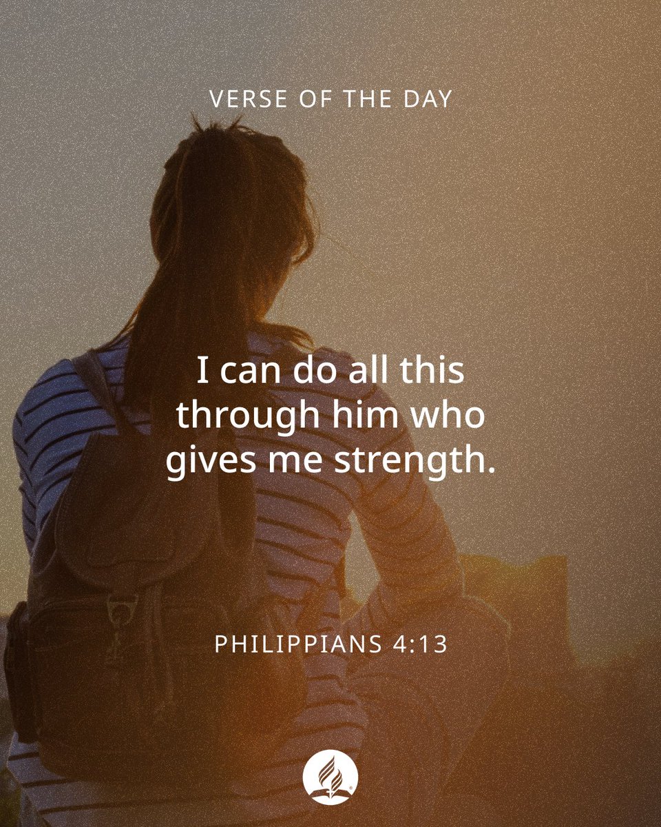 jhadventist's tweet photo. Philippians 4:13 reminds us that through faith and determination, we can conquer life's challenges. Just as Paul found strength in Christ to endure hardships, we too can draw upon our spiritual connection for resilience. 

#VerseOfTheDay #MorningBlessings https://t.co/ifoyNeWeis