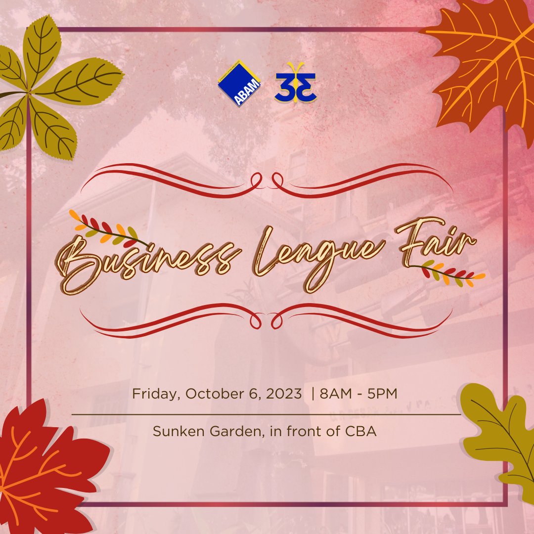 UP_ABAM's tweet photo. BAM! ABAM ABAM BAM!

We’re fearless!!! 💪

Wazzup, future ABAMers! UP ABAM is all set to conquer the Sunken Garden Grandstand with no fear.

Come join us at the Business League Fair as we share the spirit of family. We will be glad to meet you there, 8 AM - 5 PM tomorrow! https://t.co/pfaWnvnxhu