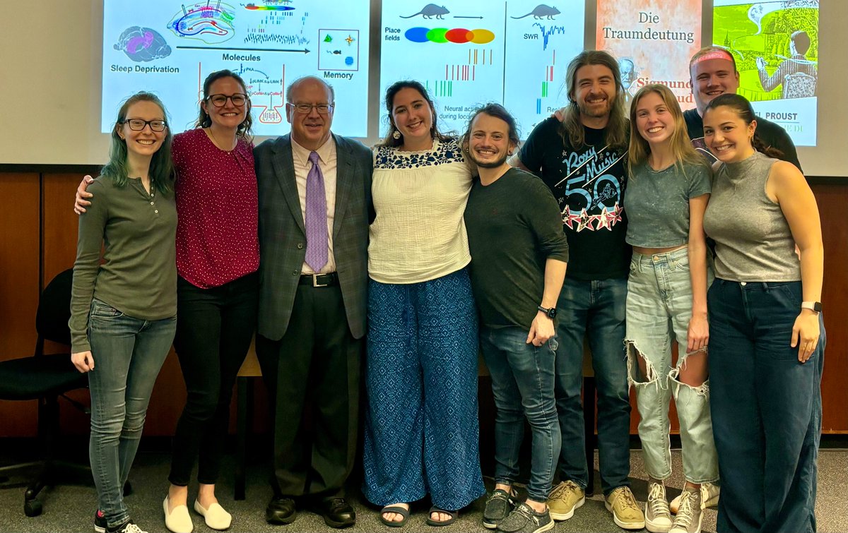 Great to visit @J9Kwapis @huckinstitutes @penn_state to talk about sleep and memory.  She has such a terrific group working on epigenetics and memory! It was a bit overwhelming to meet so many of my academic great-grandchildren! @UIowaNeuro #BigTenNeuroscience