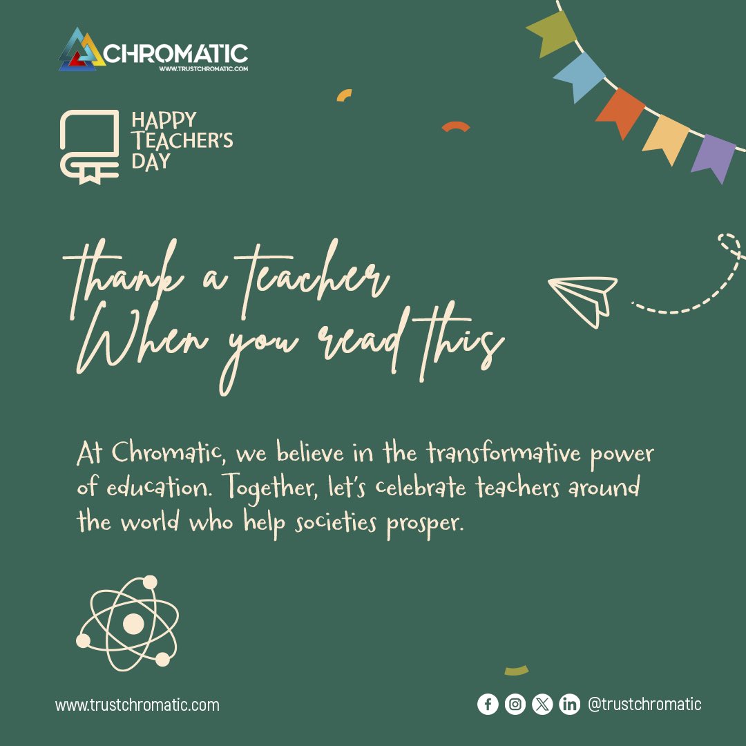 To the ones who ignite curiosity and inspire dreams, Happy World Teacher's Day.
Together, let's recognize the vital role #teachers play in shaping a compassionate and educated society.
#WorldTeachersDay #TeachersDay #EducationForAll #EmpoweringTeachers #TrustChromatic