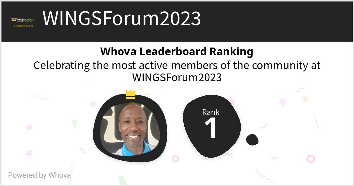 I ranked #1 on the Whova leaderboard at WINGSForum2023! #WINGSForum2023 - via #Whova event app