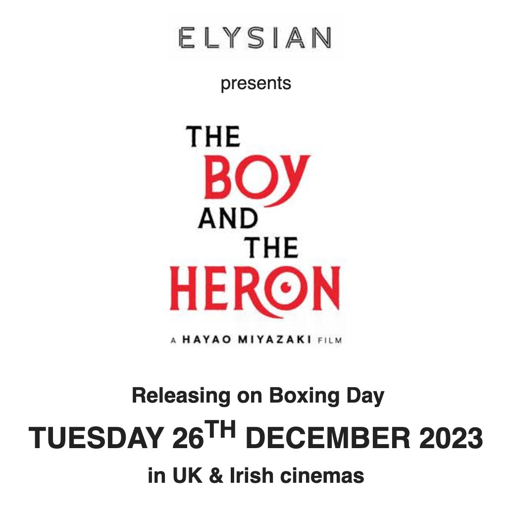 It's official! The Boy and the Heron will be released in UK and Irish cinemas on Boxing Day!