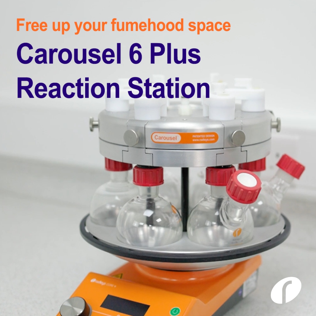 Radleys's tweet photo. Watch the video to see how the Carousel 6 Plus Reaction Station can free up your fumehood space by performing 6 reactions in parallel: https://t.co/0gBE0olEpT
#parallelreactions #realtimechem #organicchemistry #inorganicchemistry #parallelchemistry https://t.co/UgpsKIJrO1