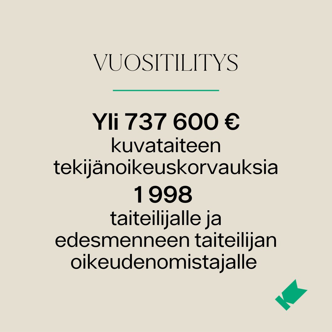 Kuvasto's tweet photo. Kuvasto on maksanut lokakuuhun mennessä yli 737 600 € kuvataiteen tekijänoikeuskorvauksia. Korvauksia on saanut tähän mennessä 1 998 taiteilijaa ja edesmenneen taiteilijan oikeudenhaltijaa. 💸
Lue lisää➡️ https://t.co/3hbOR58XxX
#ArvoaTaiteelle #tekijänoikeus #taide #tilitys https://t.co/AXOwDvAHBV