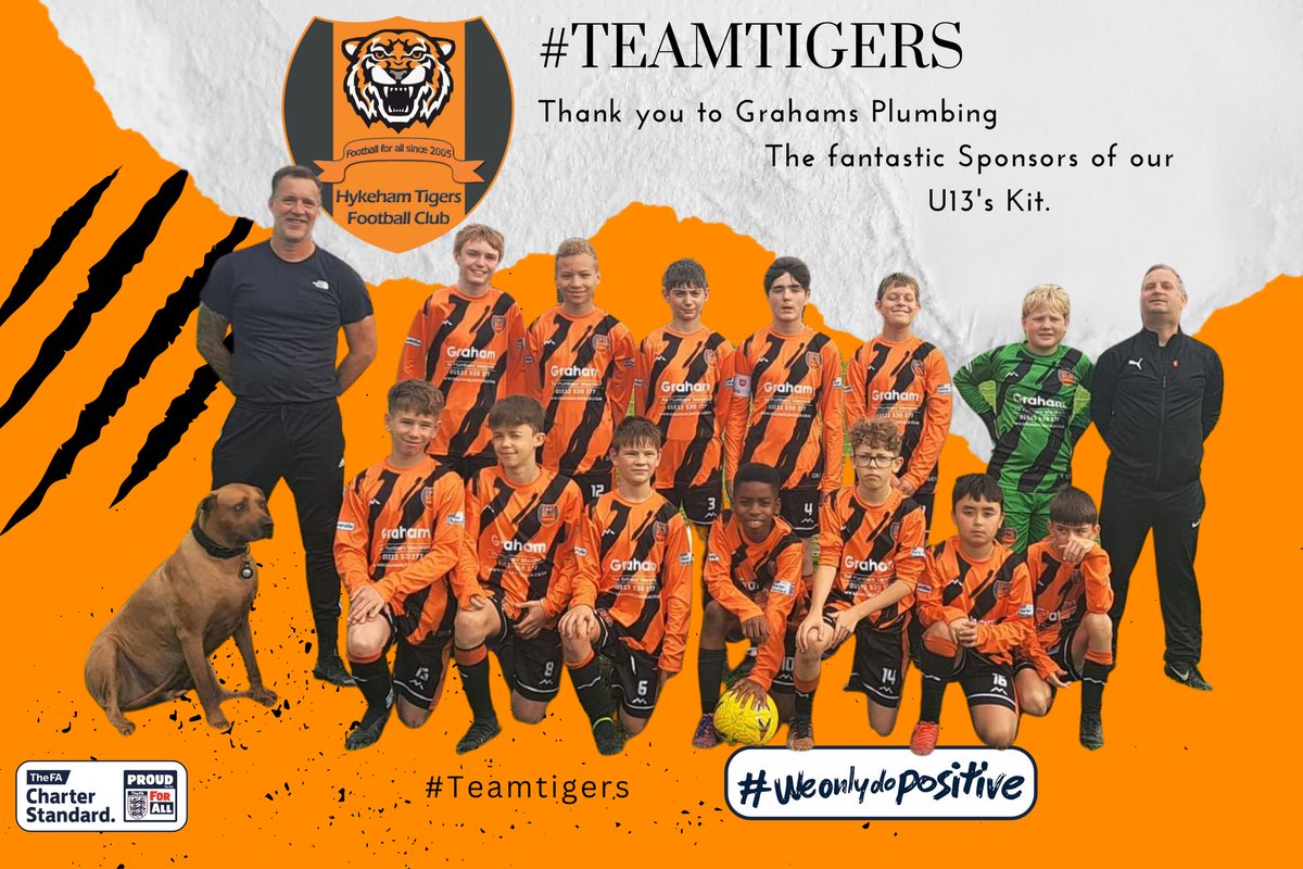 HykehamTigersFC's tweet image. A Huge thank you goes out to Grahams Plumbing for their sponsorship of the U13's new kit.

#lookingdapper #grassroots #lookingfitasabutchersdog #teamtigers