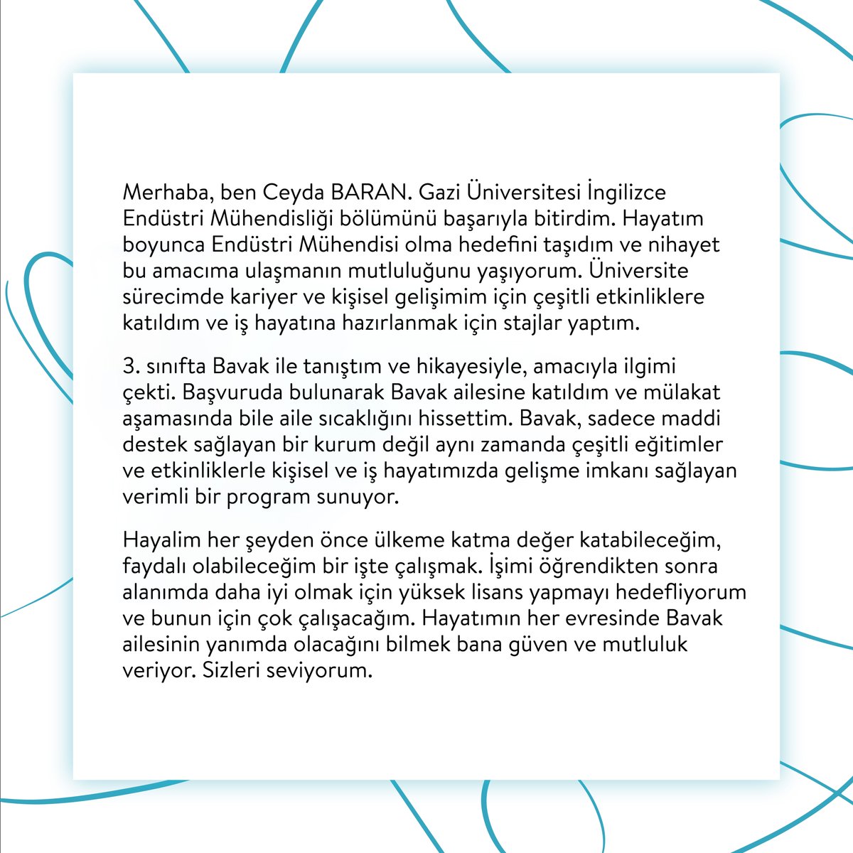 Bulgurcu Vakfı olarak; Gözdemiz Ceyda BARAN'ın mezuniyeti ile gururlanıyor, başarı ve mutluluk dolu bir hayat diliyoruz.

#bavak #bulgurcuvakfı #herbiribirergözde #mühendiskadınlar #gaziüniversitesi #mezuniyet #graduation🎓