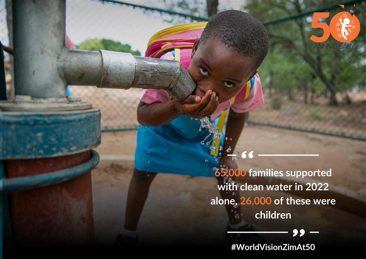 #CleanWater is essential to good health! 

#WorldVisionZimAt50
#50YearsOfImpact
#Celebrating50Years
#HalfACenturyStrong
