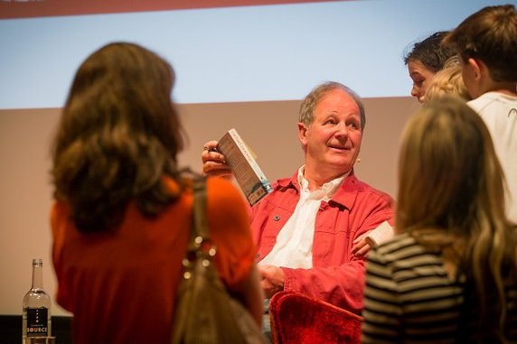 kidslitfest's tweet photo. Many, many happy returns to our dear friend master storyteller and former @UKLaureate #MichaelMorpurgo turning 80 #OTD! Raising a glass to you today Sir!
Here's a snap from his first appearance way back at #BCLF2016 https://t.co/nWdj3tgSob